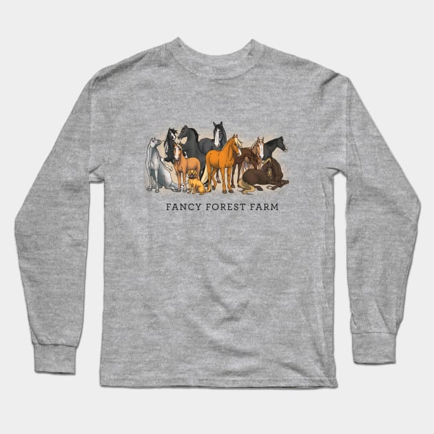 Fancy Forest Farm • Family Portrait • Black Text Long Sleeve T-Shirt by FalconArt